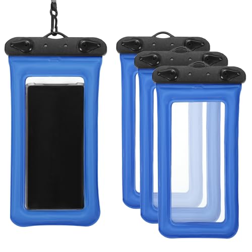 PATIKIL 3Pcs Waterproof Phone Pouch Floating No Sink Universal Cellphone Dry Bag Waterproof Phone Case for Kayaking Beach Swimming Hiking, Blue - color: Blue