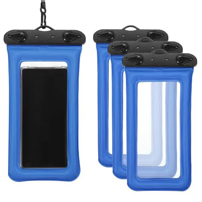 PATIKIL 3Pcs Waterproof Phone Pouch Floating No Sink Universal Cellphone Dry Bag Waterproof Phone Case for Kayaking Beach Swimming Hiking, Blue - color: Blue
