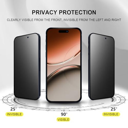 2 Pack for iPhone 17 6.3" Matte Privacy Screen Protector Anti-glare Anti-spy Tempered Glass Film Anti-fingerprint Easy Installation - size: iPhone 17