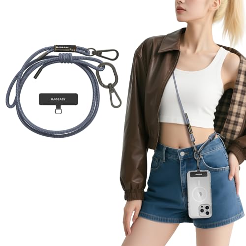 MAGEASY Universal Cell Phone Lanyard - Anti-Theft Rope Crossbody Phone Strap for iPhone 17 Pro Max & Most Smartphones, for Men & Women | 6mm Riverside Blue - color: Riverside Blue