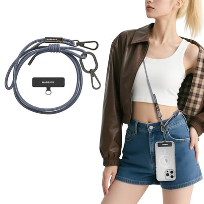 MAGEASY Universal Cell Phone Lanyard - Anti-Theft Rope Crossbody Phone Strap for iPhone 17 Pro Max & Most Smartphones, for Men & Women | 6mm Riverside Blue - color: Riverside Blue