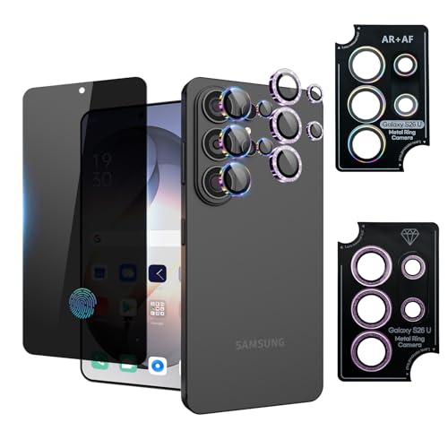 Camera Lens Protector for Samsung Galaxy S26 Ultra, AR Glass Metal Ring - color: Glitter Violet