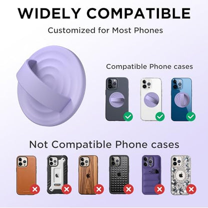Magnetic Phone Grip for MagSafe, Silicone Ring Grip, Lilac Purple - color: Lilac Purple