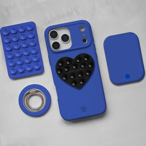 Velvet Caviar Suction Cup Phone Case Mount Compatible with MagSafe Devices Only - Magnetic Silicone Sticky Phone Grip Holder for iPhone Back of Phone - Mirror Gripper (Black Heart) - color: Black Heart