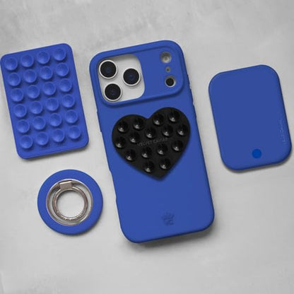 Velvet Caviar Suction Cup Phone Case Mount Compatible with MagSafe Devices Only - Magnetic Silicone Sticky Phone Grip Holder for iPhone Back of Phone - Mirror Gripper (Black Heart) - color: Black Heart