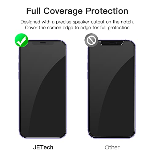 JETech Full-Coverage Screen Protector for iPhone 12 mini, 3-Pack | Black Edge Tempered Glass, Easy Installation Tool, HD Clear, Case-Friendly - size: iPhone 12 mini