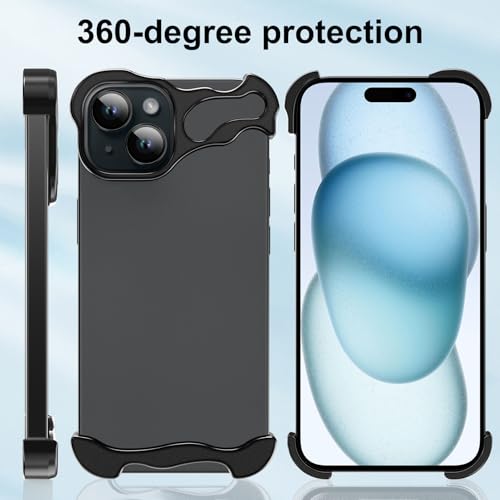 Frameless Phone Case Crafted for iPhone 15 Plus Black - color: Aluminum Black, size: iPhone 15 Plus