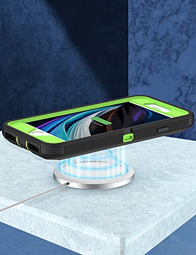 MXX Case Designed for iPhone SE Case 2020 /SE 2022 Heavy Duty Protective with Screen Protector [3 Layers] Rugged Rubber Protection Cover & Rotating 360 Degree Belt Clip SE 3rd/2nd Gen (Green/Black) - color: Green/Black