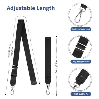 CACOE Phone Lanyard 2 Pcs-1 Pcs Adjustable Neck Strap,1 Pcs Wrist Strap,2 Pads,Universal Crossbody Multifuctional Cell Phone Lanyards Compatible with Most Smartphones(Black) - color: Black