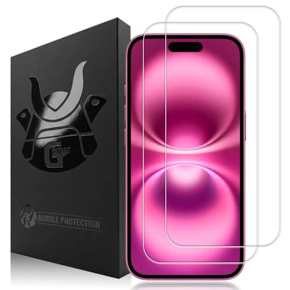 2 Pack Glass Screen Protector for iPhone 16 | 9H Premium Tempered Glass, Lifetime Replacement, Ultra Clear, Scratch Resistant, Phone Case Compatible, Screen Saver - size: Apple iPhone 16
