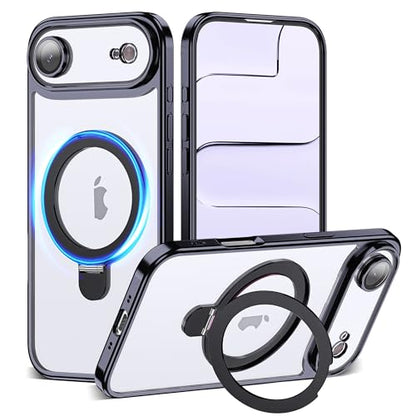 for Plating iPhone Air Case with Magnetic Stand,Black - color: Black, size: iPhone 17 Air