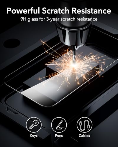 ESR 3 Pack for iPhone 15 Pro Max Screen Protector, [9H Hardness] [Military Grade Shatterproof] Full Coverage Tempered Glass Film with Flawless Fit Tray, HD Clear, Scratch Resistant