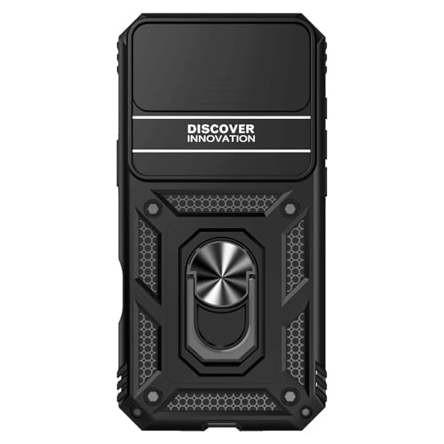 for iPhone Air Case, with Slide Camera Cover HD Screen Protector [Military Grade 16ft. Drop Tested] Ring Holder Kickstand Protective Phone Case for Apple iPhone Air 2025, Black - color: Black w/ Slide Camera 2nd gen. Military Grade