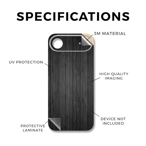 Phone Skin Compatible with Apple iPhone Air - Black Wood - Premium 3M Vinyl Protective Wrap Decal Cover - Easy to Apply | Crafted in The USA by MightySkins - color: Black Wood, size: iPhone Air (Full Wrap), style: Matte Finish