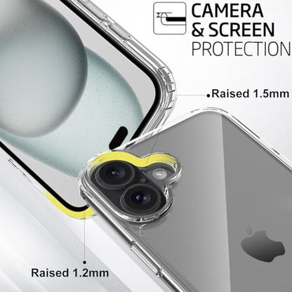 TENOC Phone Case Compatible with iPhone 16 Plus, Clear Case Anti-Yellowing Protective Bumper Hard Back Cover for 6.7 Inch - color: Clear Anti-Yellowing, size: iPhone 16 Plus