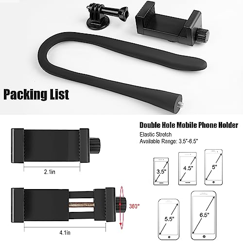 Taisioner Flex Mount Stroller Phone Holder Selfie Stick Gooseneck for Treadmill Bike Shopping Cart Boat Smartphone Suitable with GoPro Hero 12/11/10/9/8/7/6/5/4 AKASO Insta360 - style: Straight