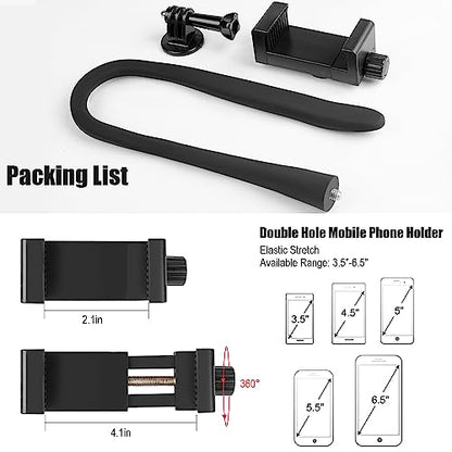 Taisioner Flex Mount Stroller Phone Holder Selfie Stick Gooseneck for Treadmill Bike Shopping Cart Boat Smartphone Suitable with GoPro Hero 12/11/10/9/8/7/6/5/4 AKASO Insta360 - style: Straight