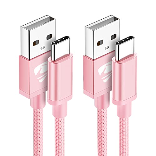Aioneus USB A to USB C Cable 10 FT 2Pack 3A Fast Charging USBC Cord Braided - color: Pink