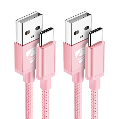 Aioneus USB A to USB C Cable 10 FT 2Pack 3A Fast Charging USBC Cord Braided - color: Pink