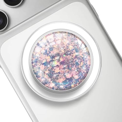 Transparent Magnetic Phone Grip Compatible with Magsafe，Collapsible Mobile Phones Stand Holder for Smartphone Tablet Cell Phone Accessory - Clear Crystal Rose Gold Glitter - color: Rose Gold
