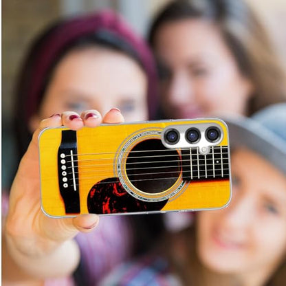 for Samsung Galaxy S24 FE Case for Girl Women Men, Full Protective Shockproof Slim Soft TPU Clear Phone Cover Cases Design for Galaxy S24 FE,Funny Music Lover Fan Yellow Acoustic Guitar - color: funny yellow Acoustic guitar