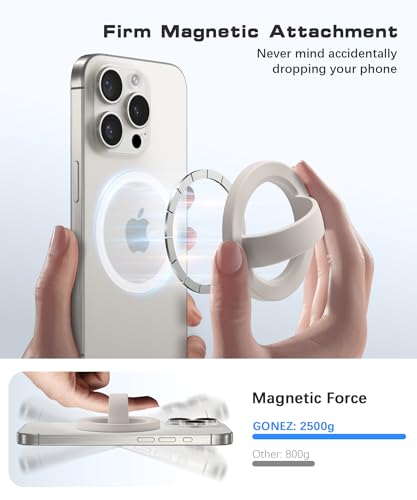 GONEZ Magnetic Phone Grip Compatible with MagSafe, Removable Silicone Loop Grip, Phone Ring Holder for Back of Phone for iPhone 17/16/15/14/13/12 Series, Stone - color: Stone