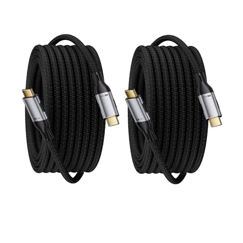 USBC to USBC 100W [16ft/2 Pack] USB C to USB C Fast Charging Cable Braided C to C Charger Cord for MacBook Pro/Air, iPhone 16 15 Pro Max Plus,iPad Pro,Samsung Galaxy S25 Ultra S24 S23,Pixel,PS5,Switch - size: 16FT+16FT