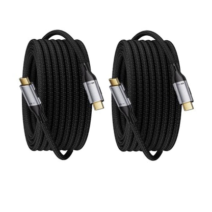 USBC to USBC 100W [16ft/2 Pack] USB C to USB C Fast Charging Cable Braided C to C Charger Cord for MacBook Pro/Air, iPhone 16 15 Pro Max Plus,iPad Pro,Samsung Galaxy S25 Ultra S24 S23,Pixel,PS5,Switch - size: 16FT+16FT