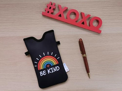 Tainada Neoprene Phone Pouch w/Crossbody, Neck Lanyard (Be Kind Rainbow) | For Men/Women. Compatible with iPhone 17/16 Pro Max, Air, 16e, 16/15 Plus; Samsung S26/S25, A57/56; Moto Razr Ultra, G Stylus - color: Be Kind Rainbow