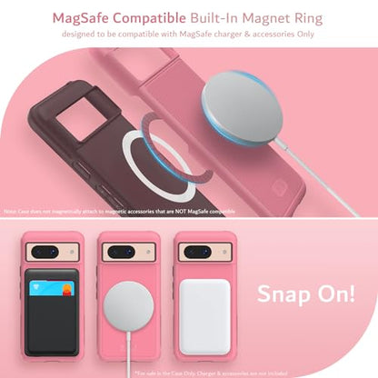 TUDIA MergeGrip [Magsafe Compatible] Designed for Google Pixel 8 Case (2023) - Dual Layer [Military Grade] Shockproof Slim Rugged Tough Heavy Duty Phone Cases - Smokey Pink - color: Smokey Pink, size: Magnetic Pixel 8