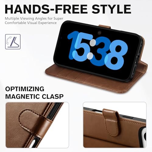 TUCCH Case Wallet for iPhone Air (6.5") 2025, RFID Blocking Folio, Brown | 4 Card Holders, Kickstand, PU Leather, Magnetic Closure, Shockproof TPU Shell, Protective Flip Cover - color: Brown