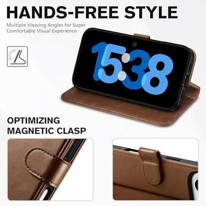 TUCCH Case Wallet for iPhone Air (6.5") 2025, RFID Blocking Folio, Brown | 4 Card Holders, Kickstand, PU Leather, Magnetic Closure, Shockproof TPU Shell, Protective Flip Cover - color: Brown