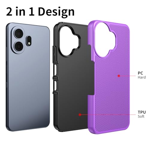 Ailiber for TCL 70 Pro NxtPaper Phone Case Slim, Screen Protector-Purple | Creative Artistic Design, Dual Layer Hybrid Protection & Soft Silicone Bumper, Shockproof Phone Cover for Daily Lifestyles - color: Purple