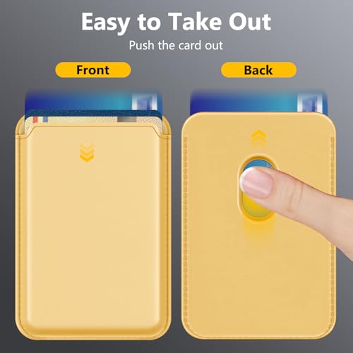 Upgraded MagSafe Wallet, Magnetic Phone Wallet 3 Cards Holder, 23 Magnets, Credit Card RFID Blocking, Slim Leather, Magnetic Wallets for iPhone 17/16/15/14/13/12 Series-Gold - color: Gold