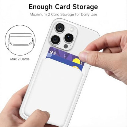 oakxco Magnetic Phone Wallet Stick On, Secure Phone Card Holder Silicone Compatible with Magsafe, Adhesive Pocket Sleeve ID Credit Card, Slim Thin Card Case, Compatible with iPhone Samsung, White - color: White