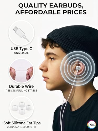 Halo 30-Pack USB C Wired Earbuds with Mic, Type C in-Ear Headphones with Volume Control, Bulk Headphones Compatible with iPhone 17 16 15 Pro Max, iPad, Galaxy S26 S25 S24 S23, Pixel - White - size: 30 Pack