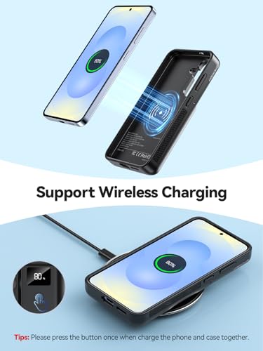 NEWDERY Battery Case for Samsung Galaxy S25 Plus 6.7",10000mAh Power Bank | Portable Charger Case Support 20W USB C Fast Charging, Qi Wireless Charging, LED Display, Data Sync, Wired Earphone - size: For Galaxy S26 Plus 6.7"