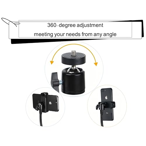 Universal Phone and Tablet Holder Mount with Flexible Gooseneck, 360° Rotation, for Mic Stands, Wheelchairs, Bikes, Treadmills, Applicable Device Width ranges 2.4"–7"