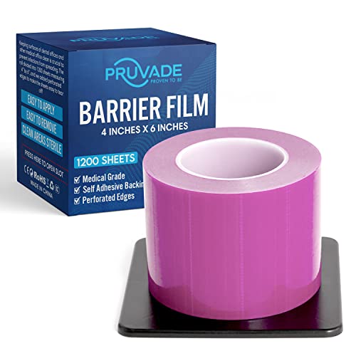 Pink Barrier Film 4” x 6” | 1 Box, 1200 Sheets | Self Adhesive Protective Film |Universal Dental Instruments Tape Protects Equipment, Makeup, Microblading, Home Surfaces, Roll & Dispenser Box - color: Pink