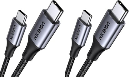 UGREEN 240W USB C to USB C Cable, Fast Charging USB C Cable for iPhone 17 Pro Max/16, Samsung Galaxy S25/S24, MacBook Pro/Air, iPad Pro/Air/Mini, Dell XPS, 6.6FT (Pack of 2) - size: 6.6FT (Pack of 2)
