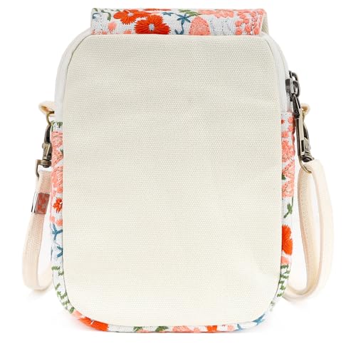 SILKAREA Embroidered Cute Mini Crossbody Bag for Women Small Handbags Wristlet Wallet Bag Cell-phone Pouch Coin Purse - color: S3 Beige