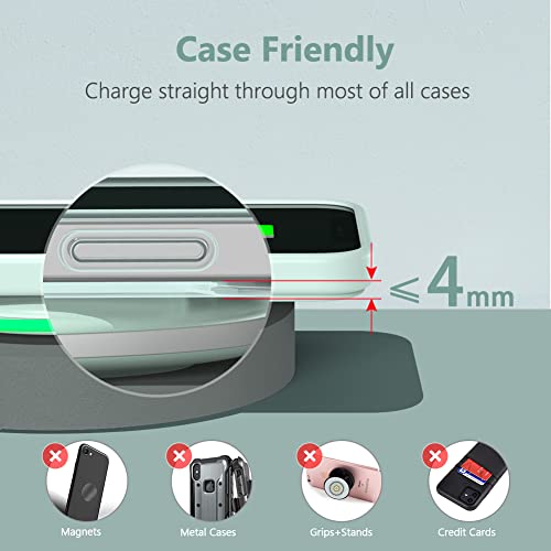 Yootech Wireless Charger,10W Max Wireless Charging Pad(No AC Adapter) | Compatible with iPhone 17/17 Pro/17 Pro Max/Air/16/15/14/13/SE 2022/12/11,Samsung Galaxy S25/S24/S23,for AirPods Pro 3 - color: Mint Green