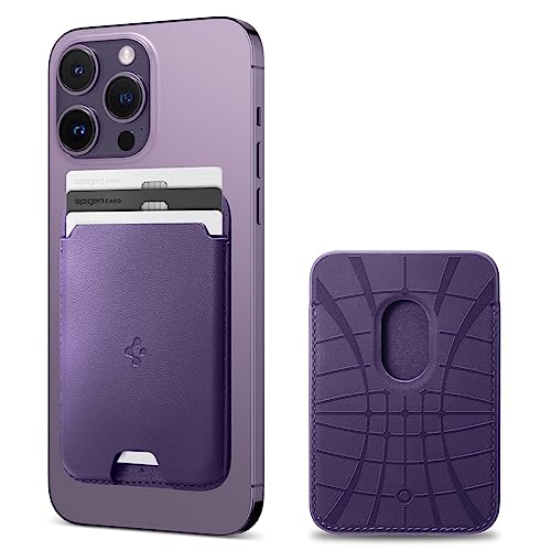 Spigen for MagSafe Wallet, Holds 3 Cards, Strong Magnet, Valentinus MagFit - color: PU Purple, size: 3-Cards