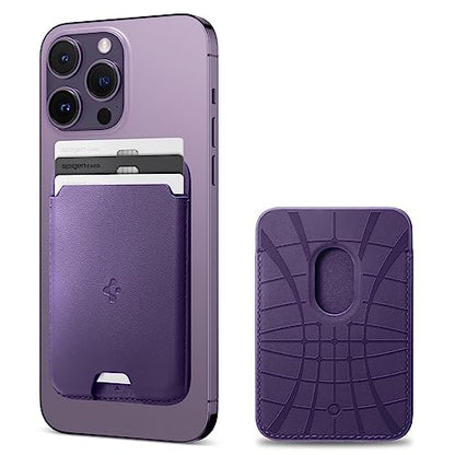 Spigen for MagSafe Wallet, Holds 3 Cards, Strong Magnet, Valentinus MagFit - color: PU Purple, size: 3-Cards