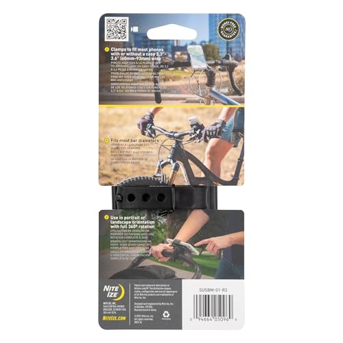 Nite Ize Squeeze Rotating Smartphone Bar Mount, Universal Bike Phone Holder For Bar or Stem, Compatible With MagSafe iPhone 12 Pro Max/Mini/Galaxy/Edge/Google Pixel and more