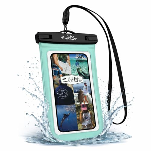 Salt Life Waterproof Phone Bag Sleeve – IPX8 100% Waterproof Protection, Universal Phone Pouch with Touchscreen Clear Window, Secure Seal Closure & Lanyard for Beach, Pool, Kayak & Travel (Turquoise) - color: Turquoise