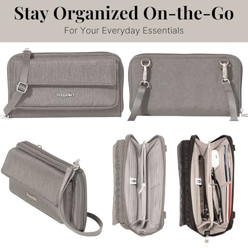 Baggallini Rfid Phone Wallet Crossbody - color: Sterling Shimmer