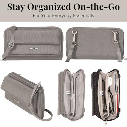 Baggallini Rfid Phone Wallet Crossbody - color: Sterling Shimmer