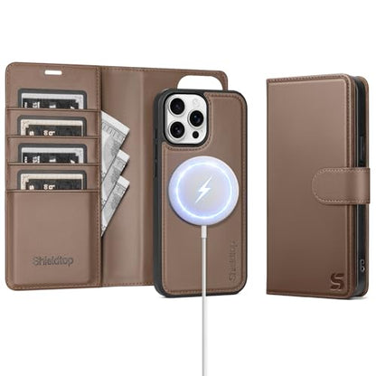 Shieldtop Compatible with MagSafe iPhone 13 Pro Wallet Case,Coffee - color: Coffee, size: iPhone 13 Pro - 6.1"
