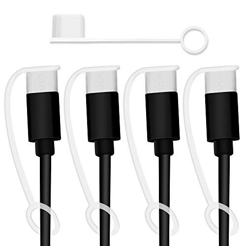 USB C Cable Dust Caps 5 Pack with Integrated Tether, Clear - color: Clear